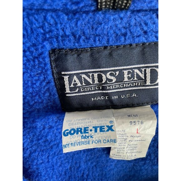 VTG Lands End GORE-TEX Jacket Men's Size Large L Blue Red Blanket Lined - Picture 7 of 9